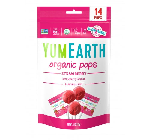 Yumearth Strawberry Pop Candy 3Oz