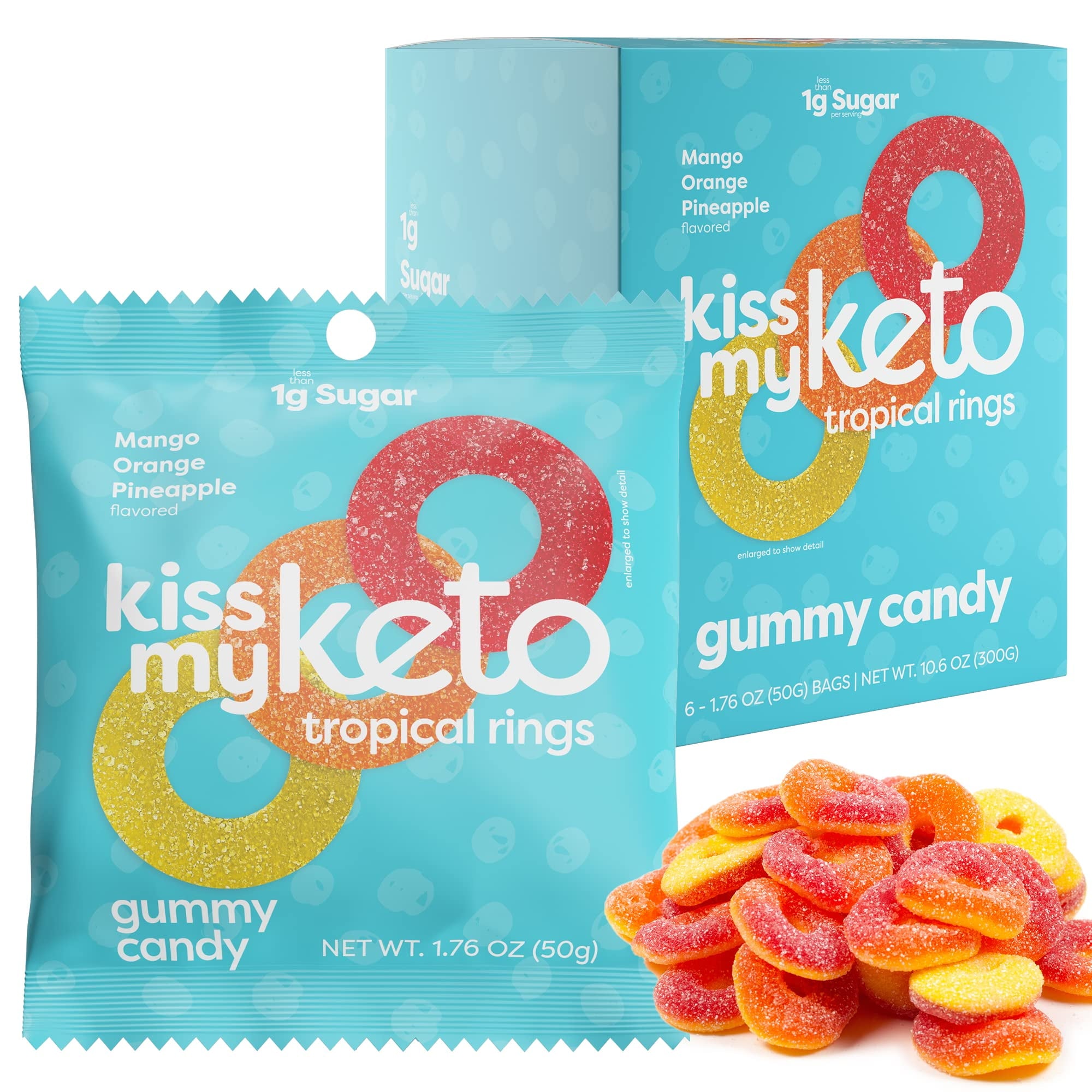 Kiss My Keto Tropical Rings Gummy Candy 50Gm