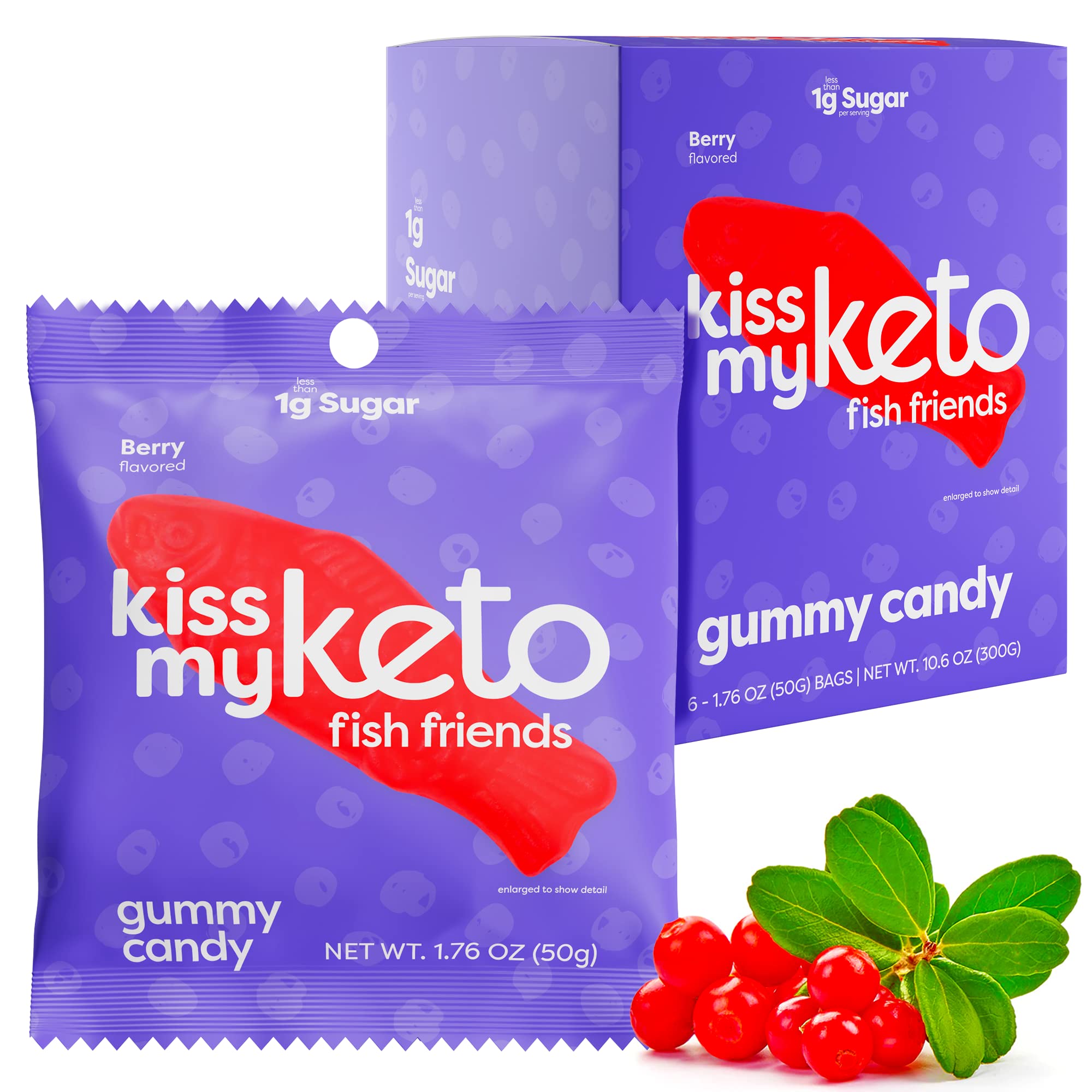 Kiss My Keto Fish Friends Berry Gummy Candy 50Gm