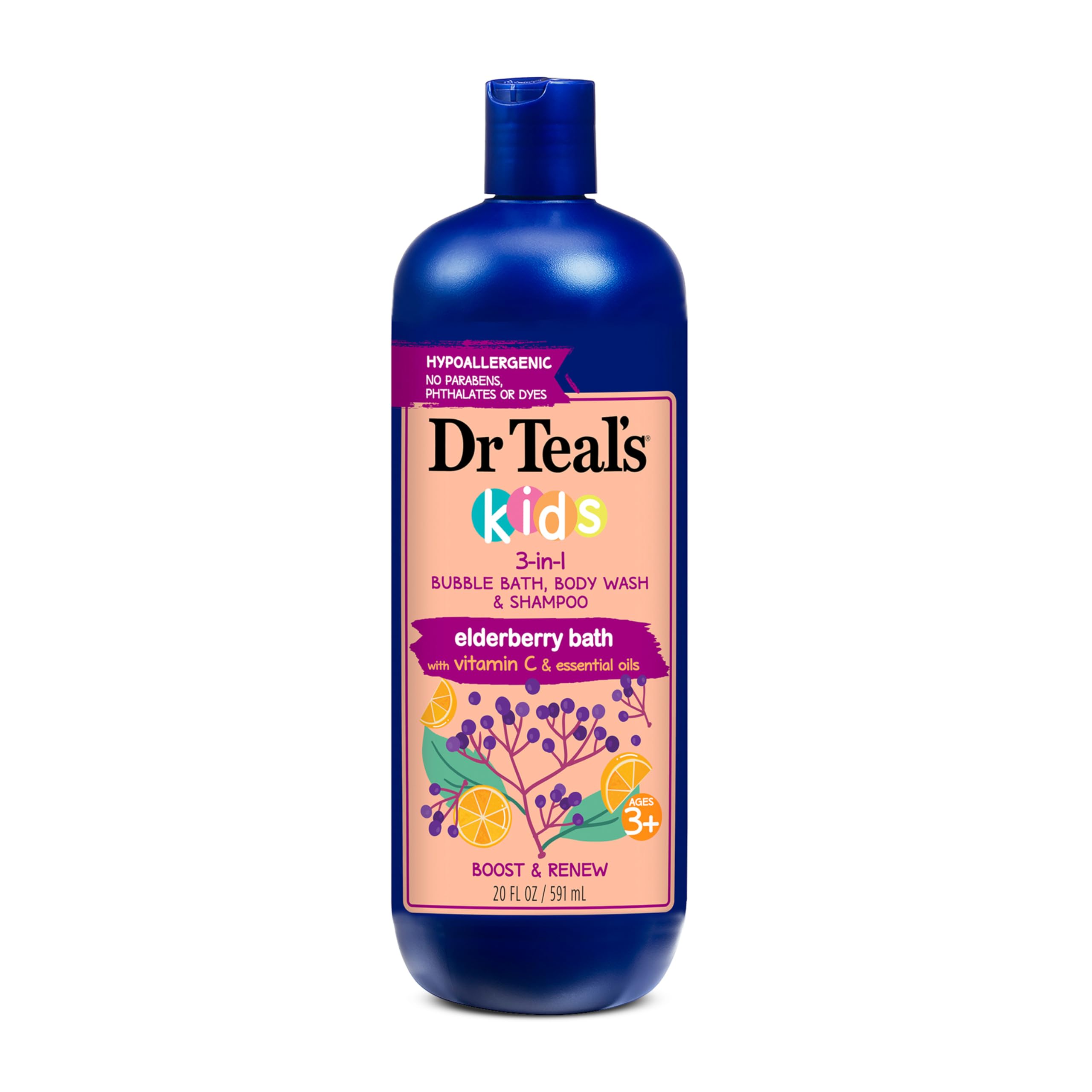Dr Teals Elderberry & Vitamin C Kids 3 In 1 Hair & Body Wash 20Oz