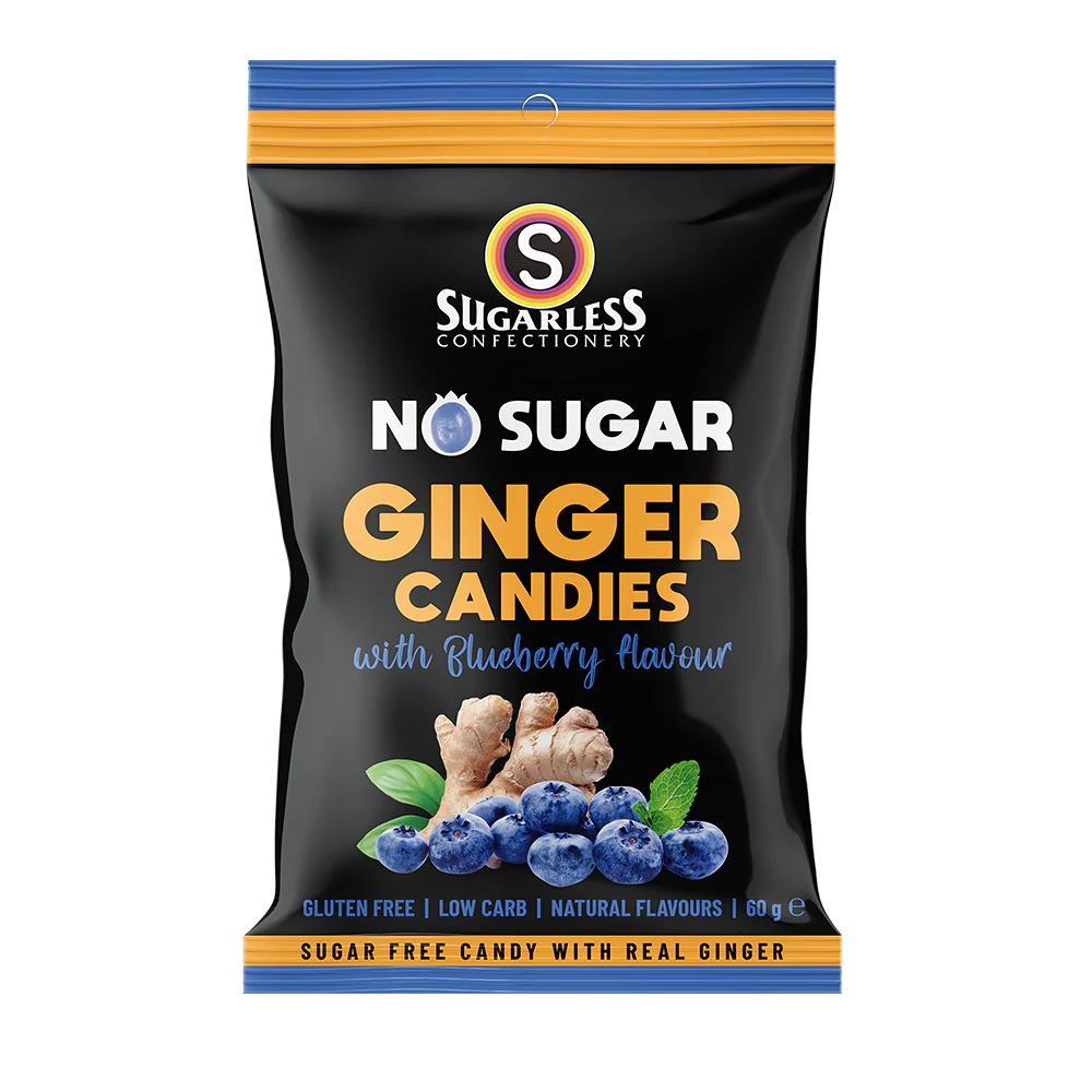 Sugarless Blueberry Flv Ginger Candies 60Gm