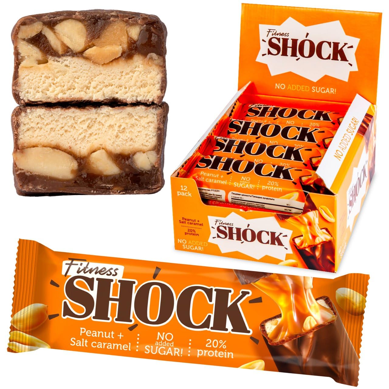 Shock No Sugar Peanut-Salted Caramel Protein Bars 50Gm