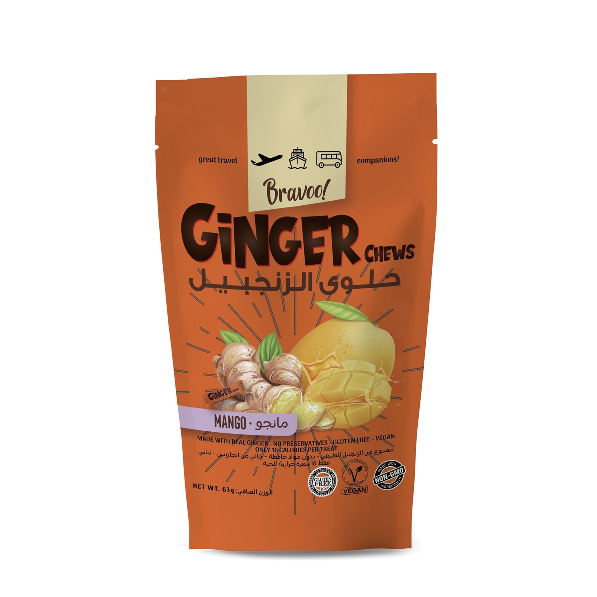 Bravoo Mango Ginger Chews 63Gm