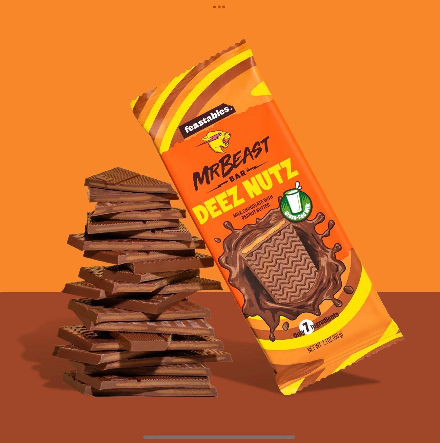 Mr Beast Deez Nutz With Peanut Butter Milk Chocolate Bar 60Gm