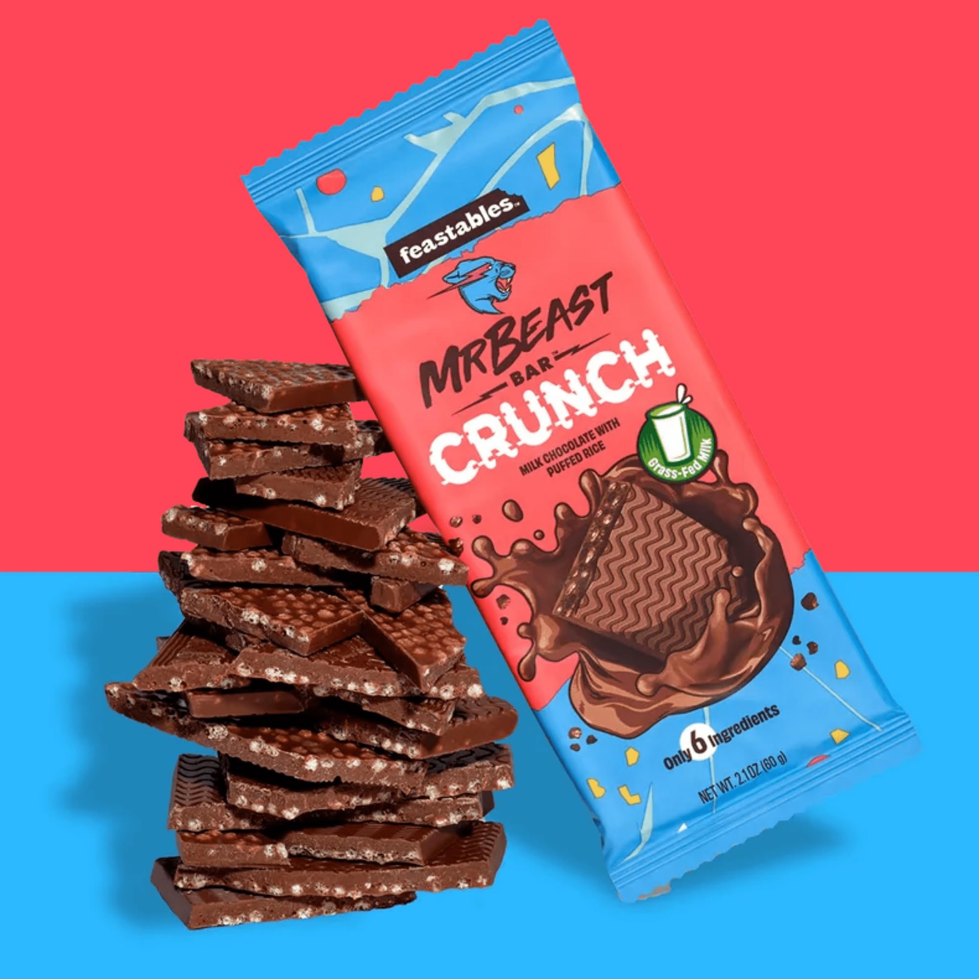 Mr Beast Crunch With Pufeed Rice Milk Chocolate Bar 60Gm