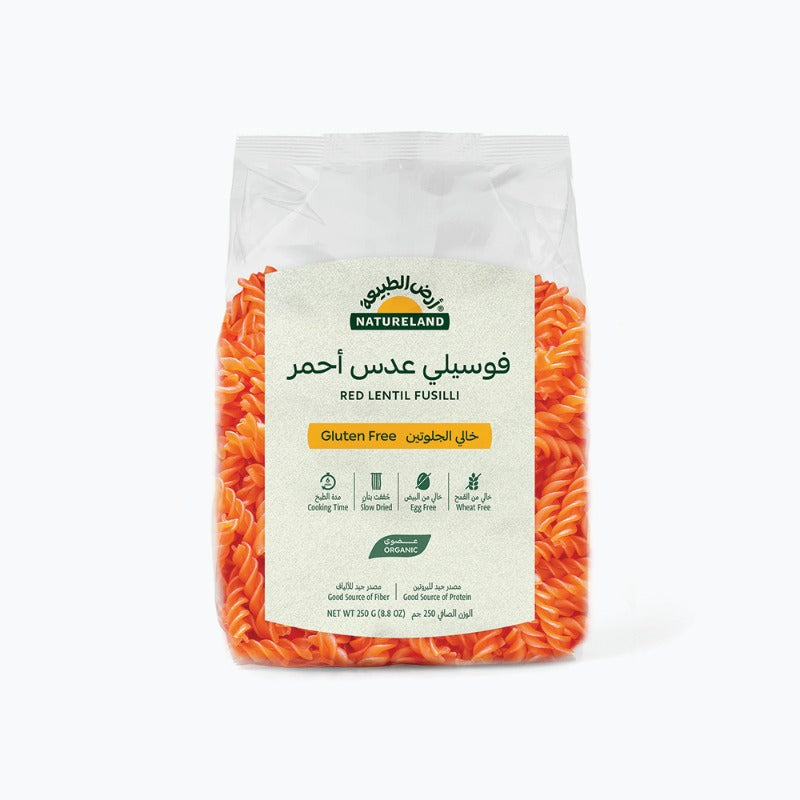 Natureland Red Lentil Fusilli Gluten Free Pasta 250Gm