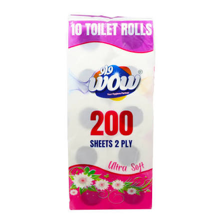 Wow Ultra Soft 200Sheets 2Ply 10P Toilet Roll 1Pkt