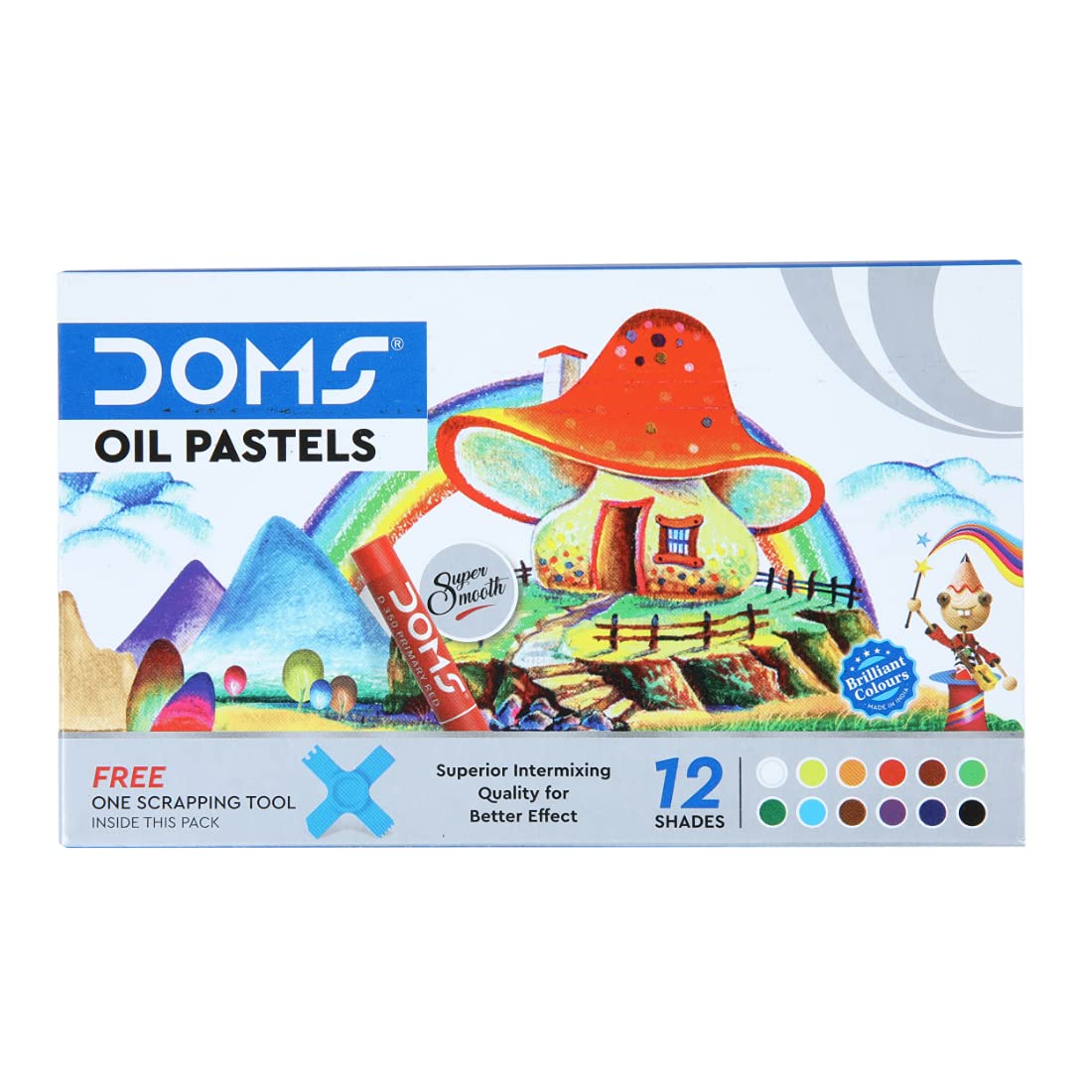 Doms 12 Shades,1 Scraping Oil Pastels 1Pk