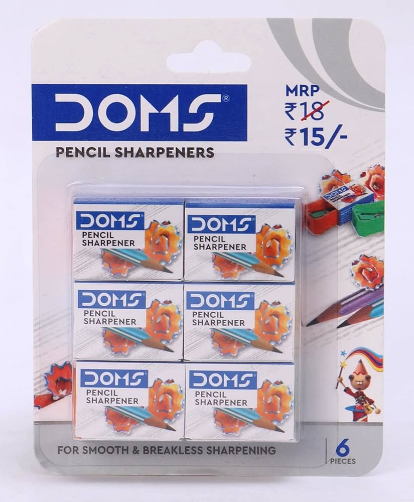 Doms 6 Pcs Pencil Sharpners 1Pk