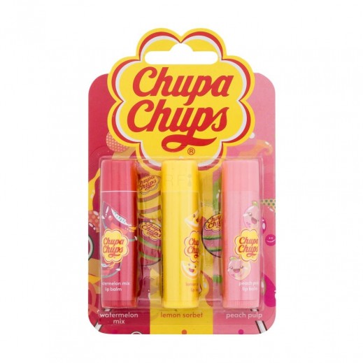 Chupa Chups Watermelon, Peach And Lemon Lip Balm 1Pc