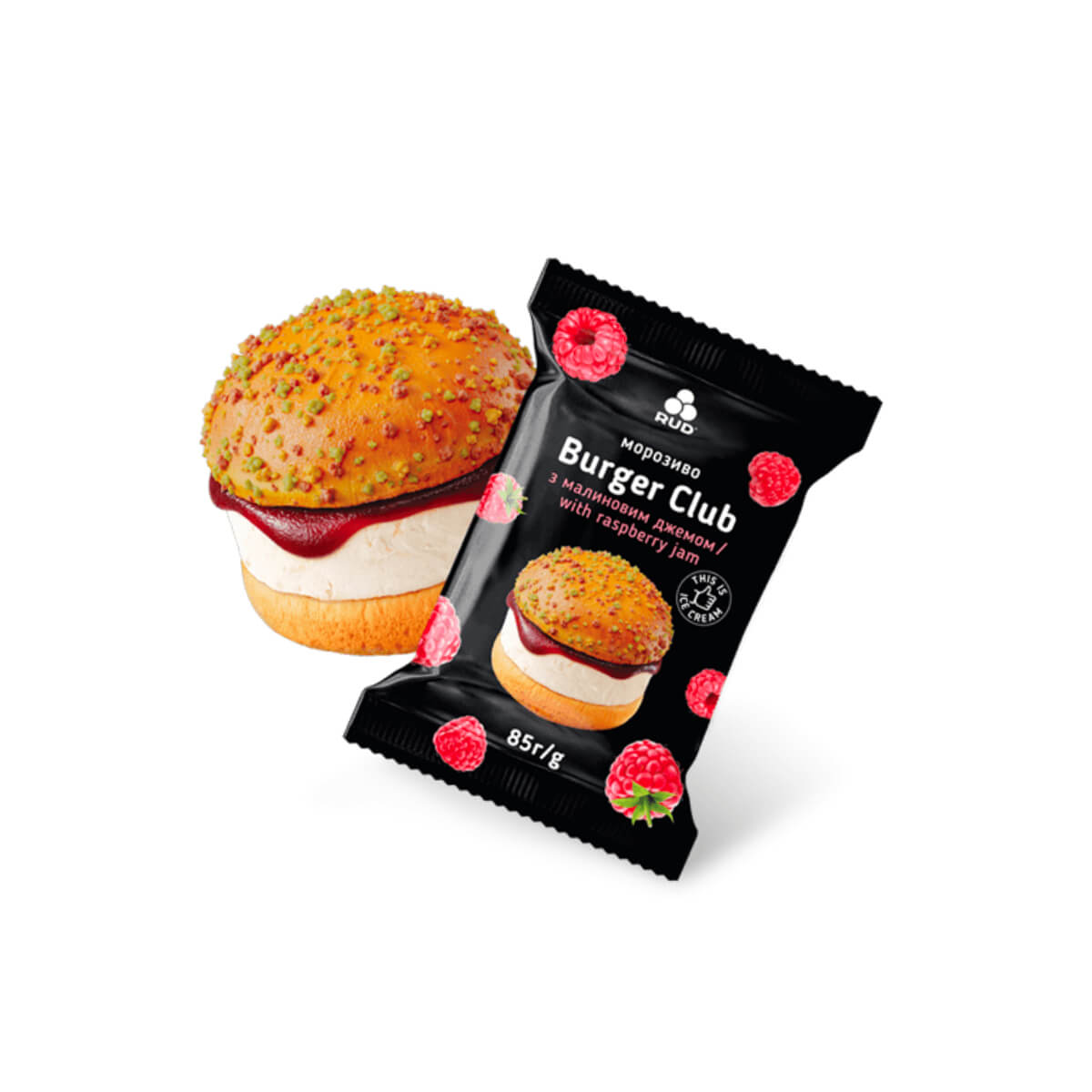 Burger Club With Raspberry Jam Ice Cream 85Gm