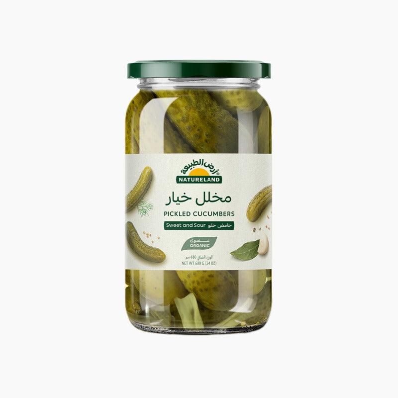 Natureland Sweet And Sour Pickled Cucumbers 680Gm