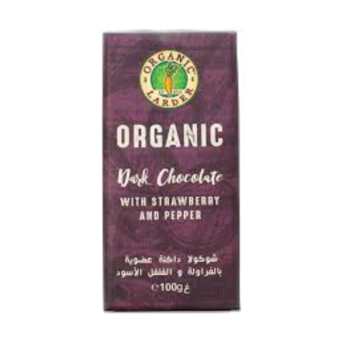 Organic Larder Strawberry & Pepper Dark Chocolate 100Gm