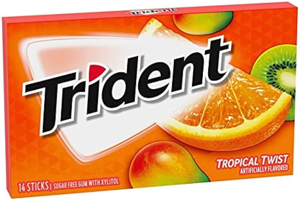 Trident Tropical Twist Sugar Free Chewing Gum 1Pk