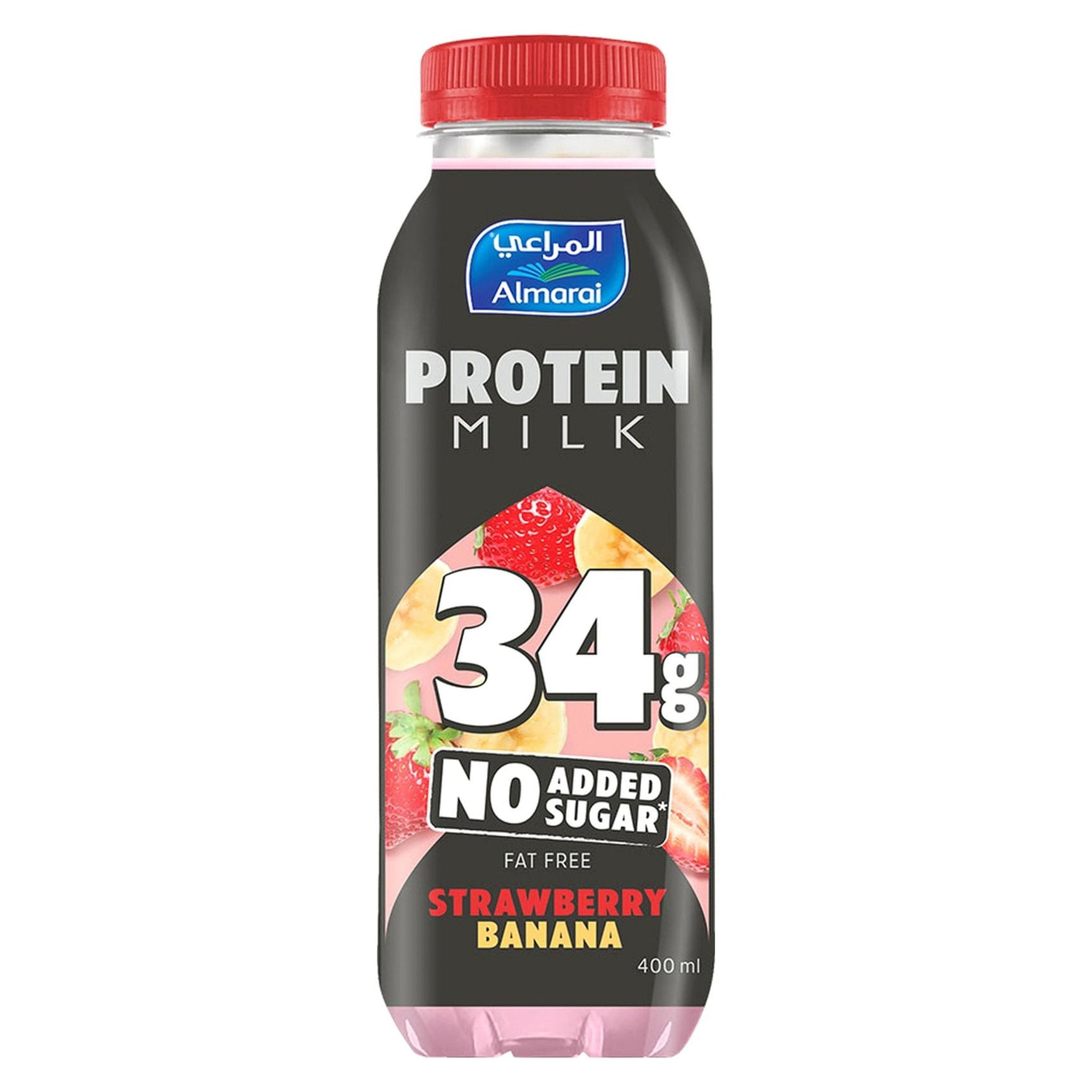 Almarai Strawberry Banana No Added Sugar Protein Milk 400Ml