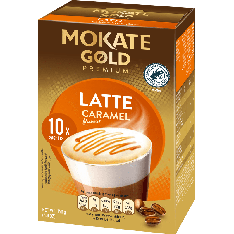 Mokate Caramel Flav Gold Cappuccino Premium Latte 140Gm