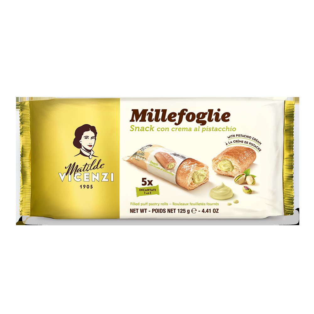 Vicenzi Pistacho Cream Puff Pastry Roll 125Gm