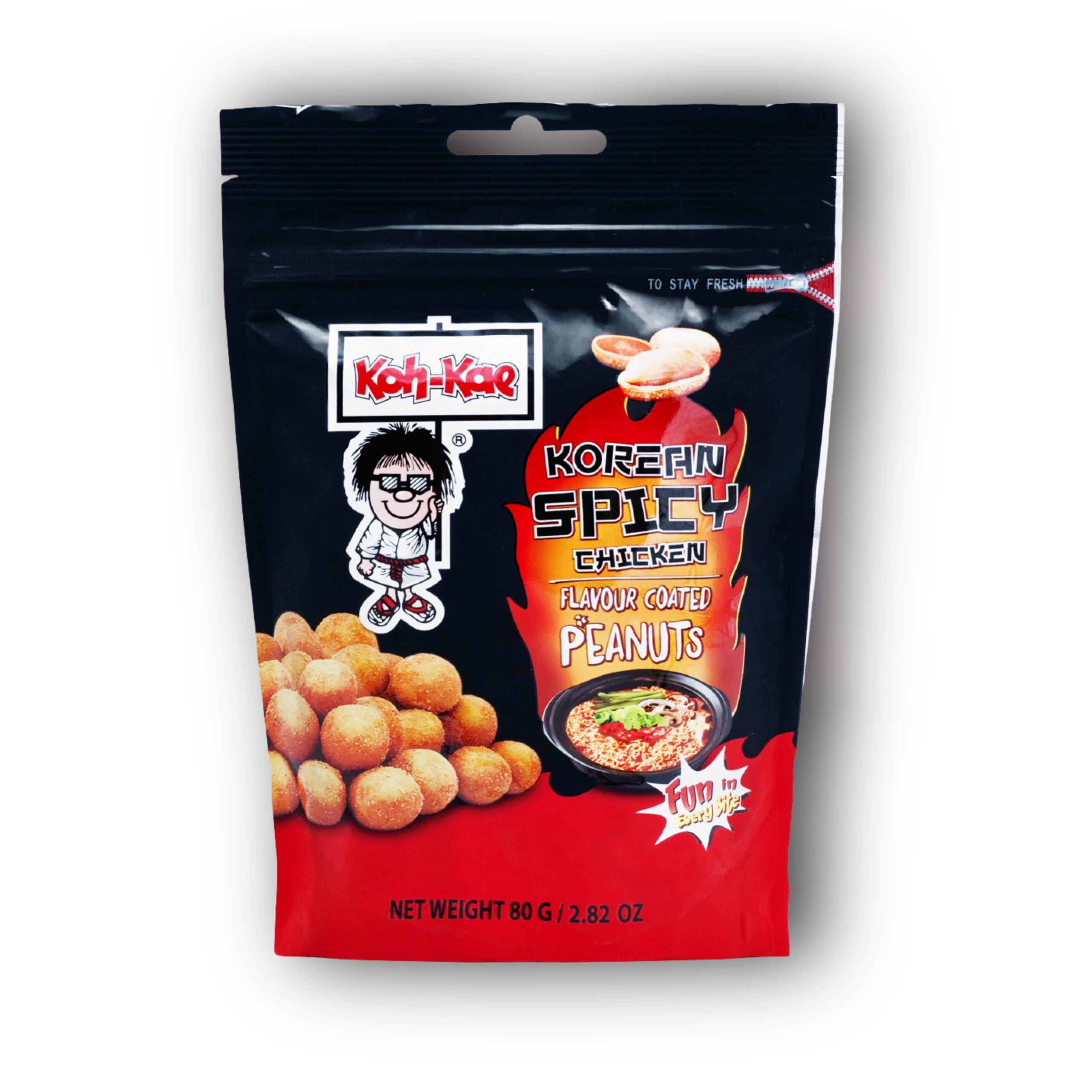 Koh Kae Korean Spicy Chicken Flavour Coated Peanuts 80Gm