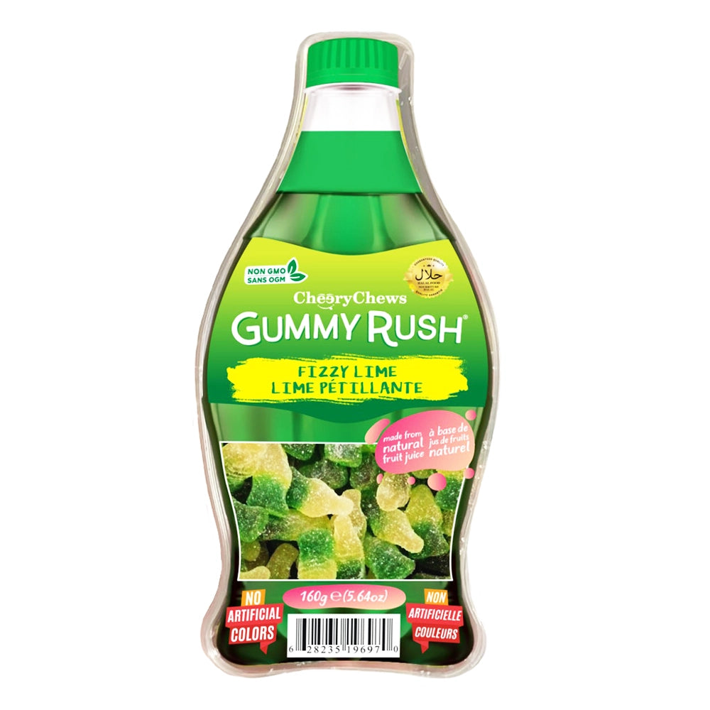 Gummy Rush Cola Bottle Fizzy Lime Gummy Bear Tub 160Gm