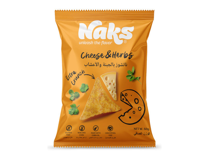 Naks Cheese And Herbs Cholesterol Free Nachos 60Gm