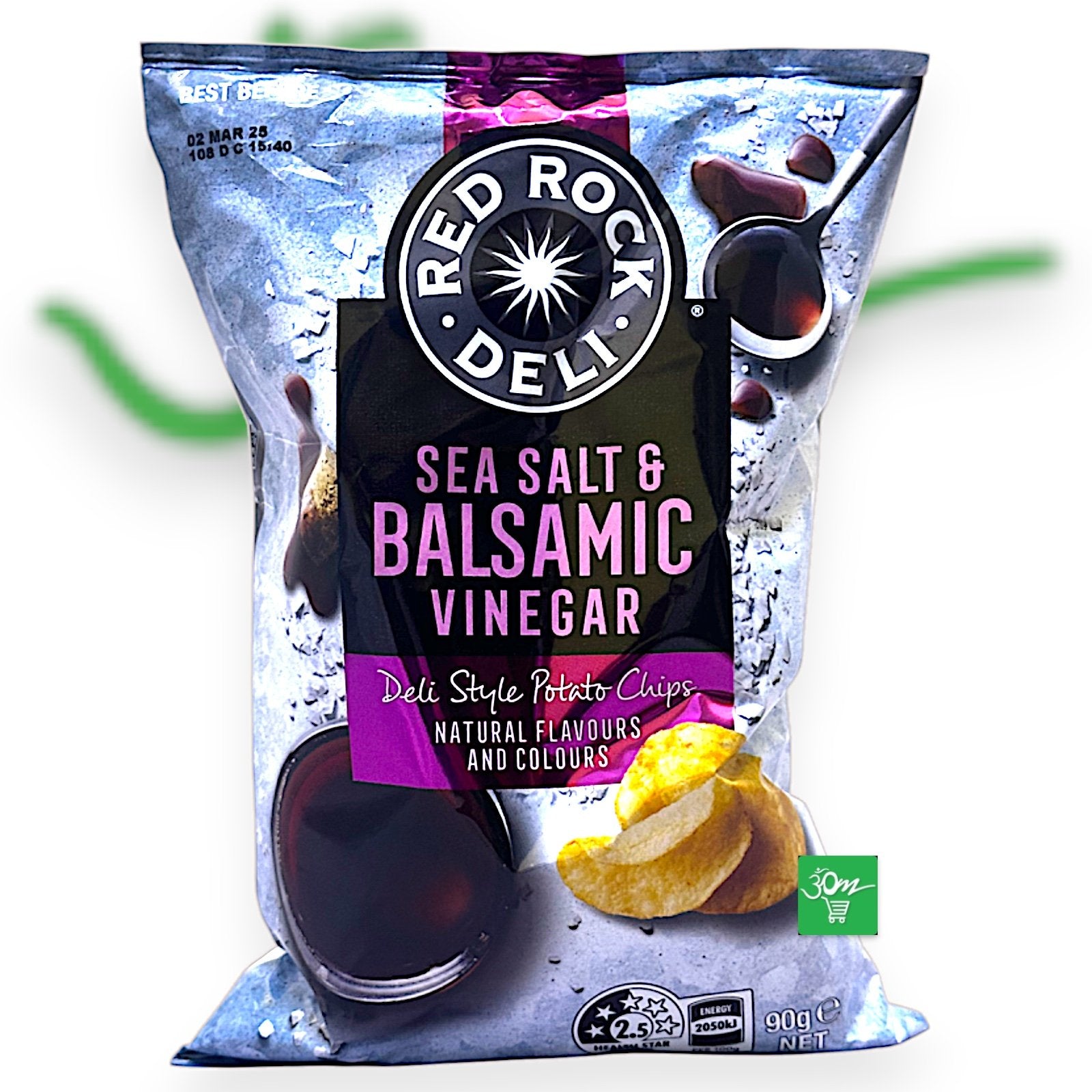 Red Rock Deli Seal Salt Balsamic Vinegar Premium Potato Chips 90Gm