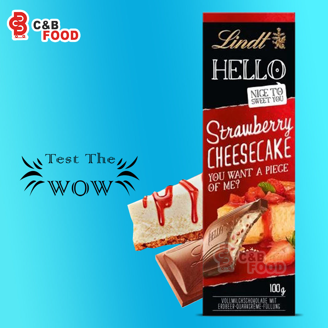 Lindt Hello Stawberry Cheescake Chocolate Block 100Gm