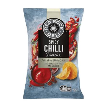 Red Rock Deli Spicy Chilli Sriracha Premium Potato Chips 165Gm