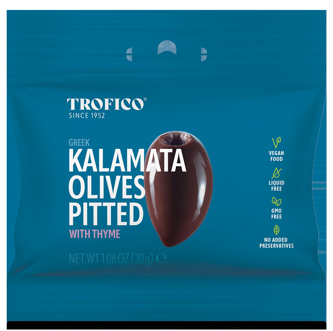 Trofico Greek Kalamata Oilves Pitted With Thyme Pillow Punch 30Gm