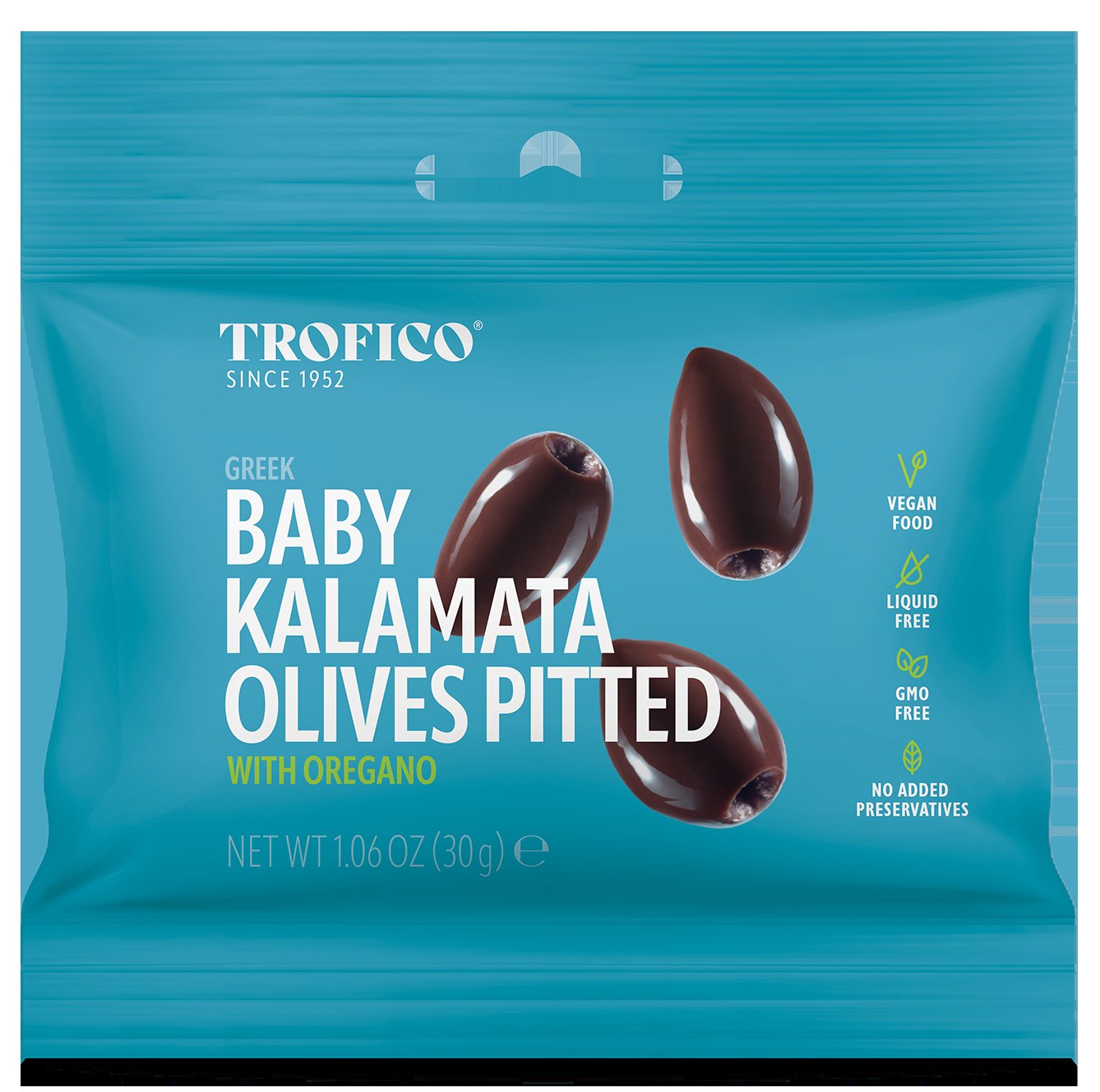 Trofico Greek Baby Kalamata Olives Pitted Oregano Pillow Punch 30g
