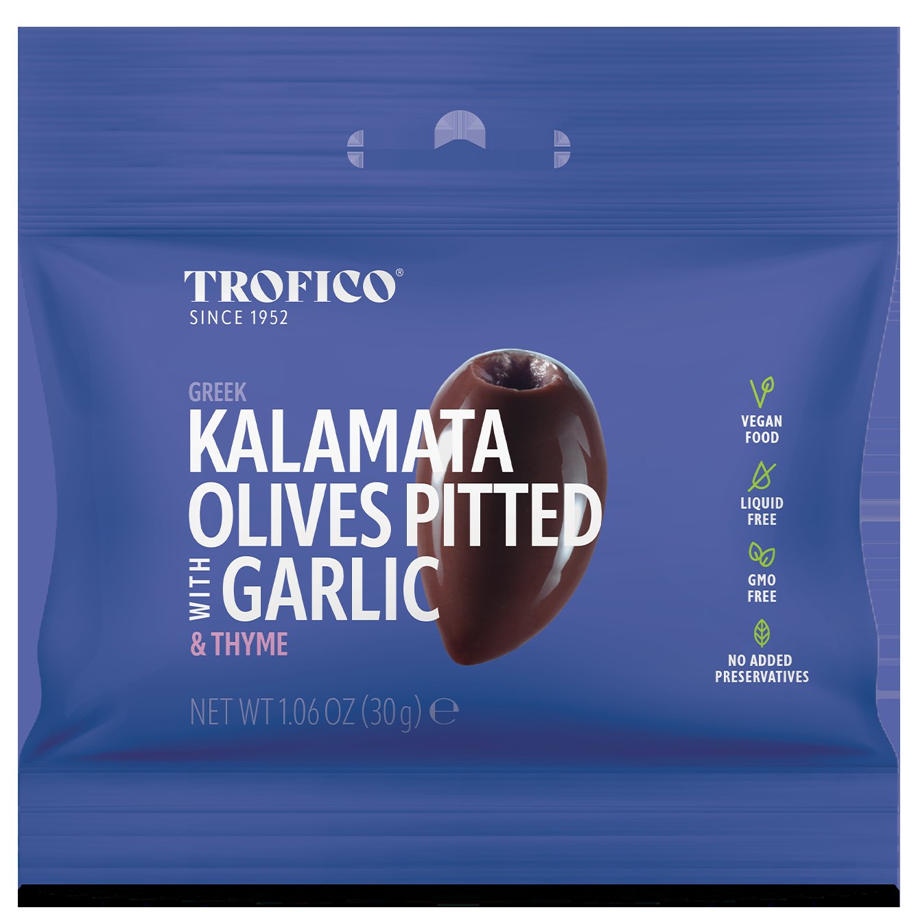 Trofico Greek Kalamata Olives Pitted Garlic And Thyme 30Gm