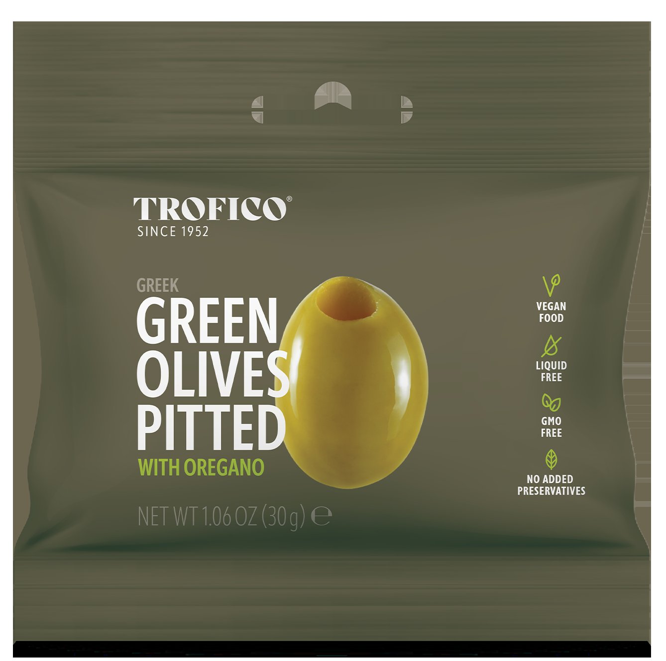 Trofico Greek Green Olives Pitted Oregano Pillow Punch 230Gm