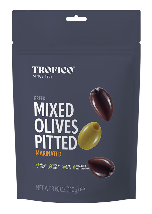 Trofico Greek Mixed Olives Pitted Kalamata And Green 230Gm