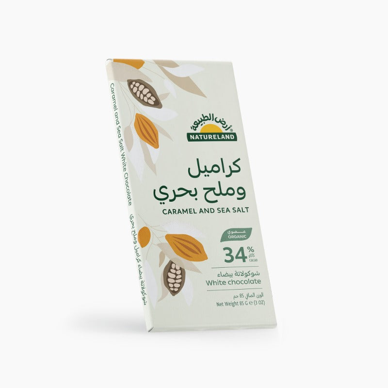 Natureland Caramel And Sea Salt White Chocolate 85Gm