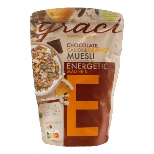 Graci Chocolate Carob And Orange - Energetic Muesli 400Gm