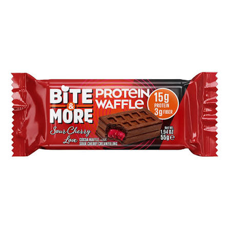 Bite And More Cherry Love Cream Protein Cocoa Waffles 55Gm