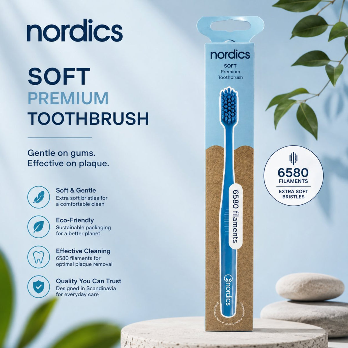 Nordics Blue 6580 Premium Toothbrush 1Pcs