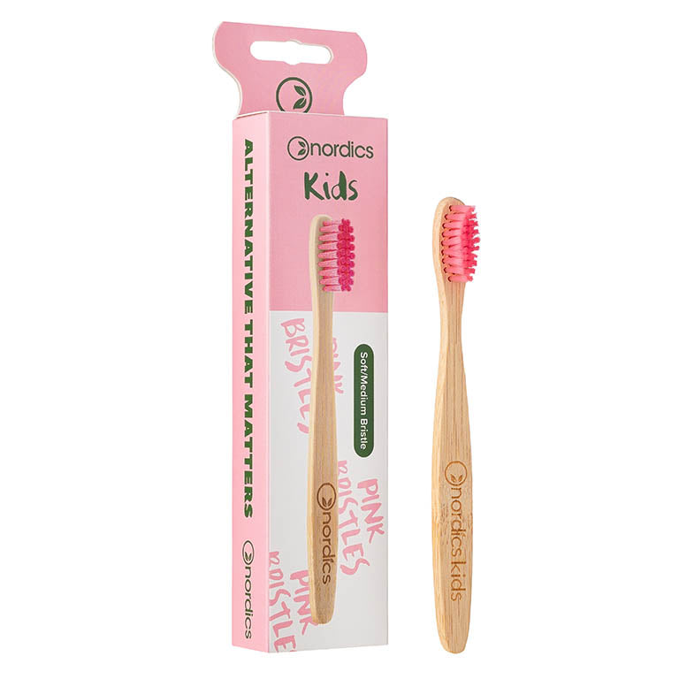 Nordics Pink Kids Bamboo Toothbrush 1Pcs