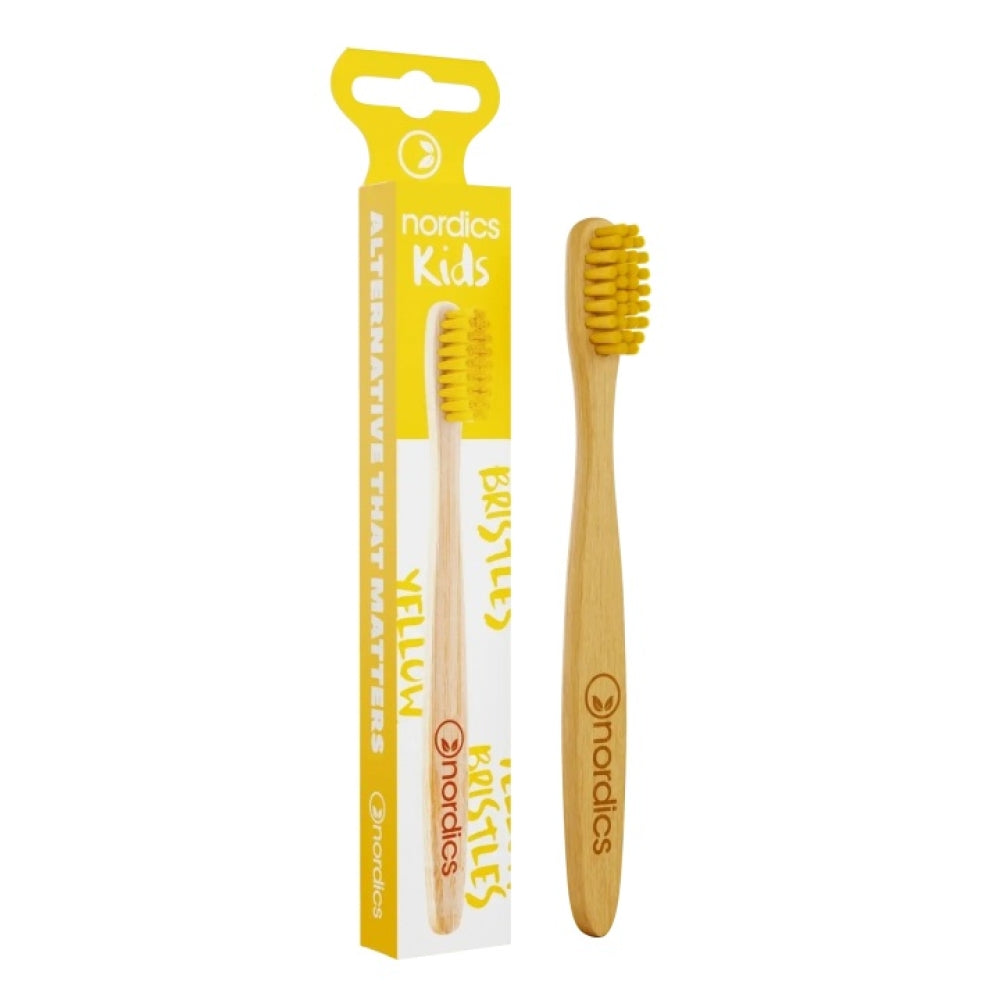 Nordics Yellow Kids Bamboo Toothbrush 1Pcs
