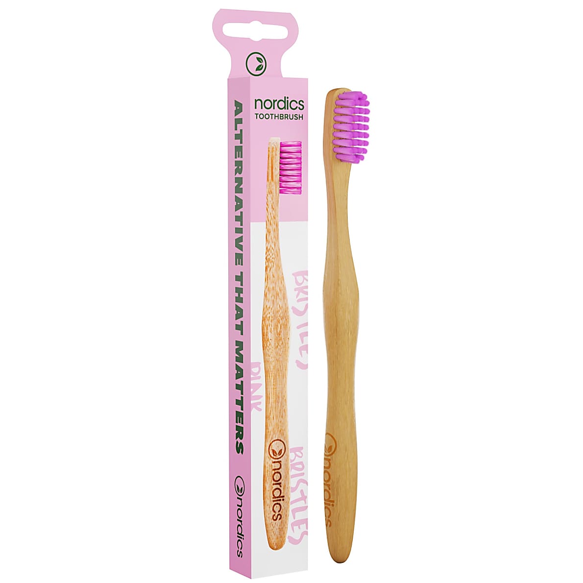 Nordics Pink Adult Bamboo Toothbrush 1Pcs