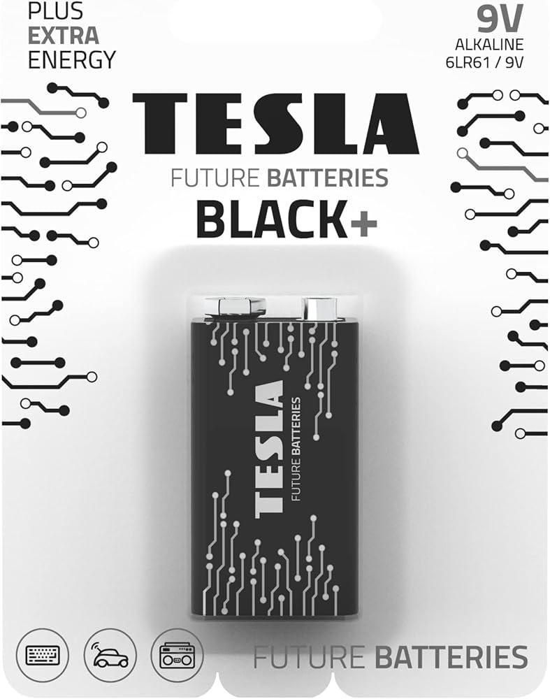 Tesla 9V Black Blister Foil Batteries 1Pcs