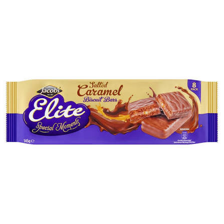 Jacobs Elite Caramel Biscuit Bars 145Gm