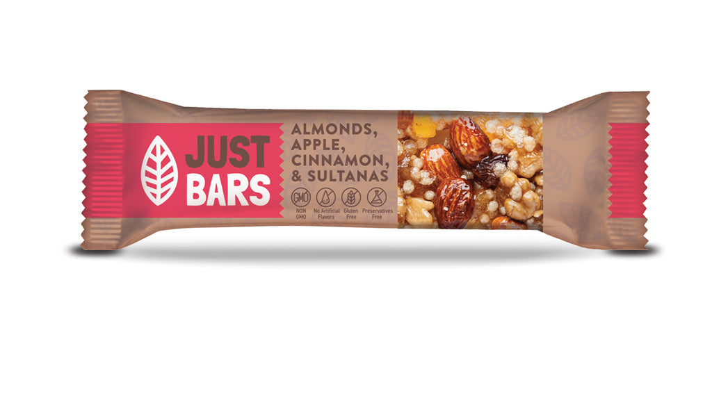 Just Bars Almonds,Apple,Cinnamon And Sultans Nut Bar 40g