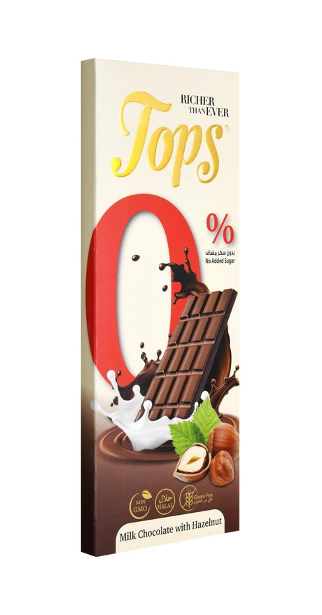 Tops Hazelnut Sugar Free Milk Chocolate 50g