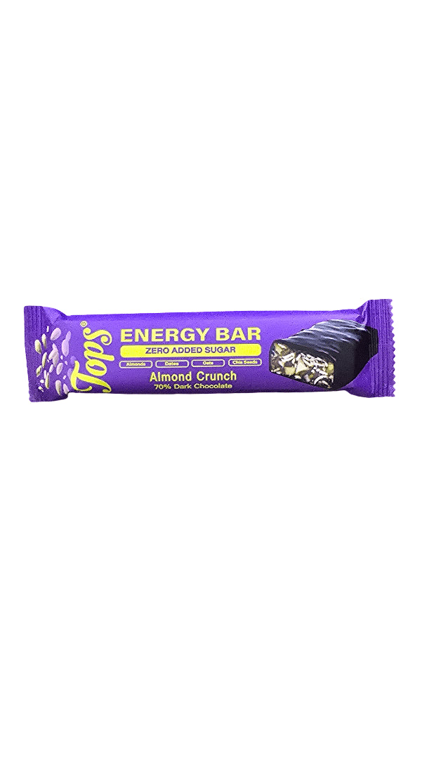 Tops 70% Dark Choco Almond Crunch No Added Sugar Energy Bar 50Gm