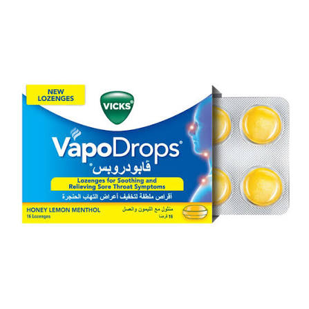 Vicks Honey Lemon Menthol Vapo Drops 16P 1Pk
