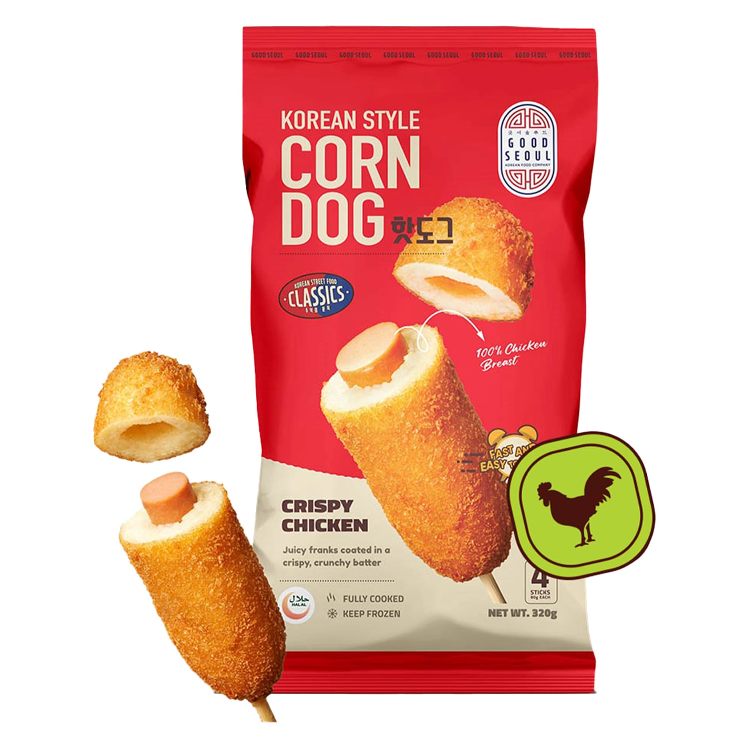 Good Seoul Crispy Chicken & Cheese Korean Style Corn Dog 320Gm