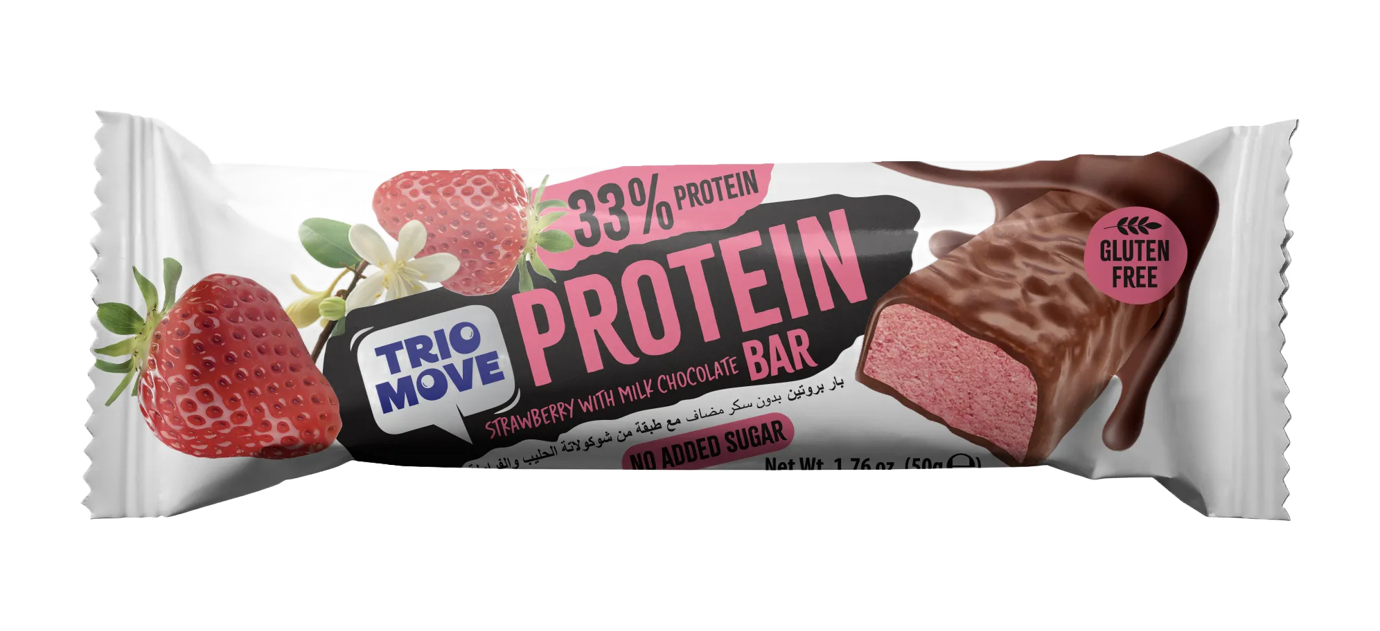 Trio Move Strawberry And Milk Chocolate Protein Bar 50g