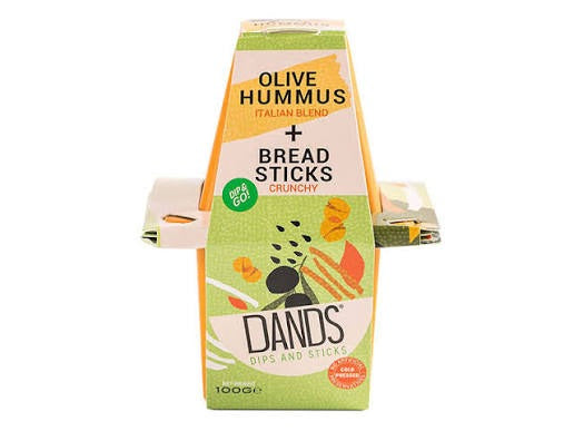 Dands Olive Hummus And Bread Sticks 110Gm