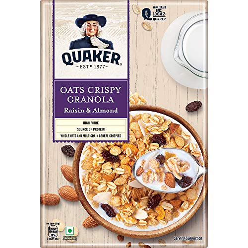 Quaker Crispy With Raisin & Almond Oats Cereal 400Gm