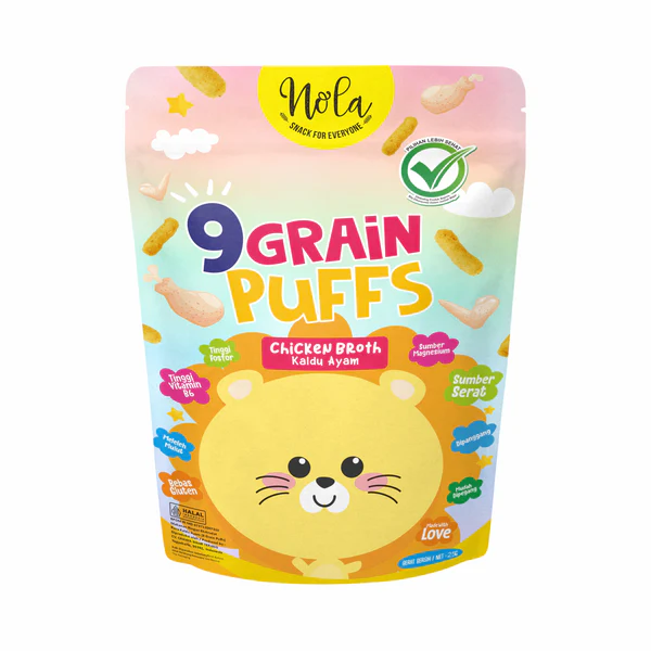 Nola 9 Grain Puffs Chicken Broth.
